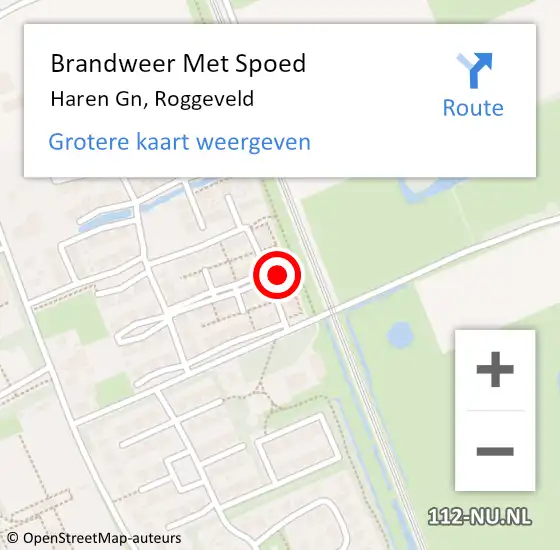 Locatie op kaart van de 112 melding: Brandweer Met Spoed Naar Haren Gn, Roggeveld op 22 juni 2023 15:06