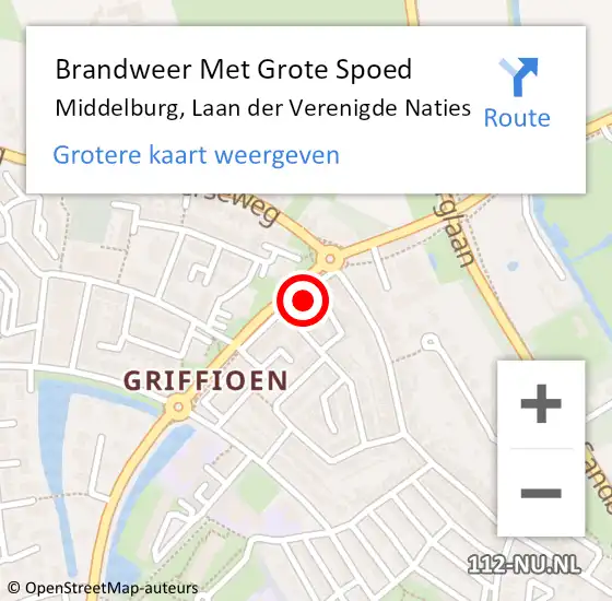 Locatie op kaart van de 112 melding: Brandweer Met Grote Spoed Naar Middelburg, Laan der Verenigde Naties op 22 juni 2023 15:11
