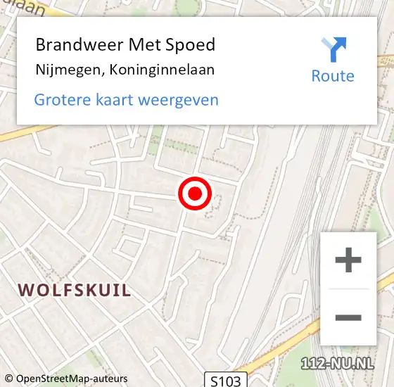 Locatie op kaart van de 112 melding: Brandweer Met Spoed Naar Nijmegen, Koninginnelaan op 22 juni 2023 15:11