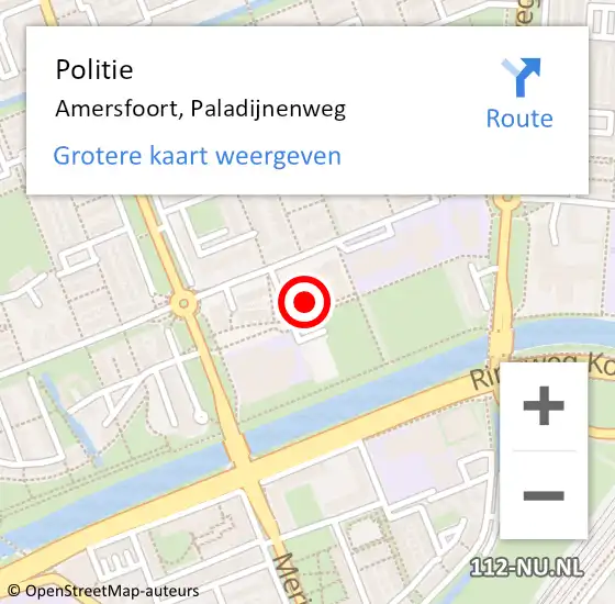 Locatie op kaart van de 112 melding: Politie Amersfoort, Paladijnenweg op 22 juni 2023 15:20