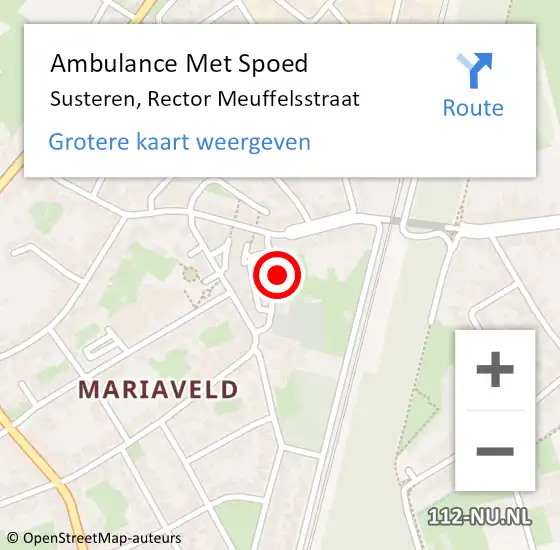 Locatie op kaart van de 112 melding: Ambulance Met Spoed Naar Susteren, Rector Meuffelsstraat op 22 juni 2023 15:31