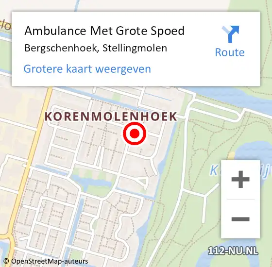 Locatie op kaart van de 112 melding: Ambulance Met Grote Spoed Naar Bergschenhoek, Stellingmolen op 22 juni 2023 15:37