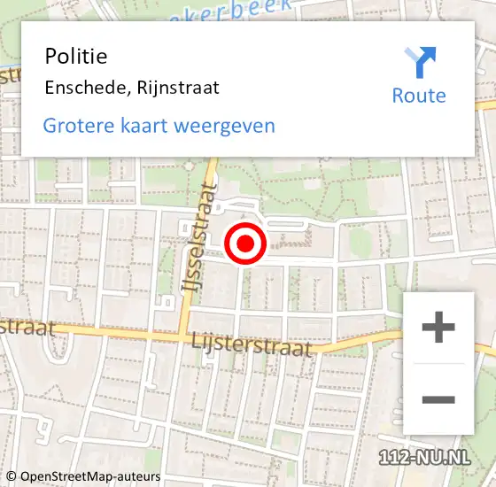 Locatie op kaart van de 112 melding: Politie Enschede, Rijnstraat op 22 juni 2023 15:40