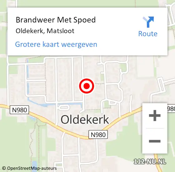 Locatie op kaart van de 112 melding: Brandweer Met Spoed Naar Oldekerk, Matsloot op 22 juni 2023 16:55