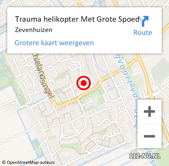 Locatie op kaart van de 112 melding: Trauma helikopter Met Grote Spoed Naar Zevenhuizen op 22 juni 2023 16:56