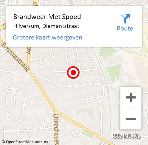 Locatie op kaart van de 112 melding: Brandweer Met Spoed Naar Hilversum, Diamantstraat op 22 juni 2023 17:13