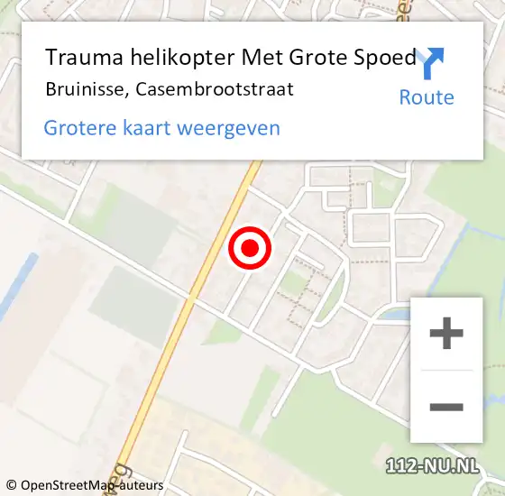Locatie op kaart van de 112 melding: Trauma helikopter Met Grote Spoed Naar Bruinisse, Casembrootstraat op 22 juni 2023 17:14