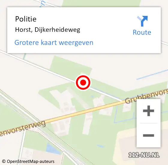 Locatie op kaart van de 112 melding: Politie Horst, Dijkerheideweg op 22 juni 2023 17:19