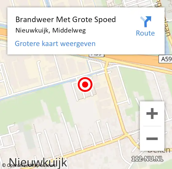 Locatie op kaart van de 112 melding: Brandweer Met Grote Spoed Naar Nieuwkuijk, Middelweg op 22 juni 2023 17:23