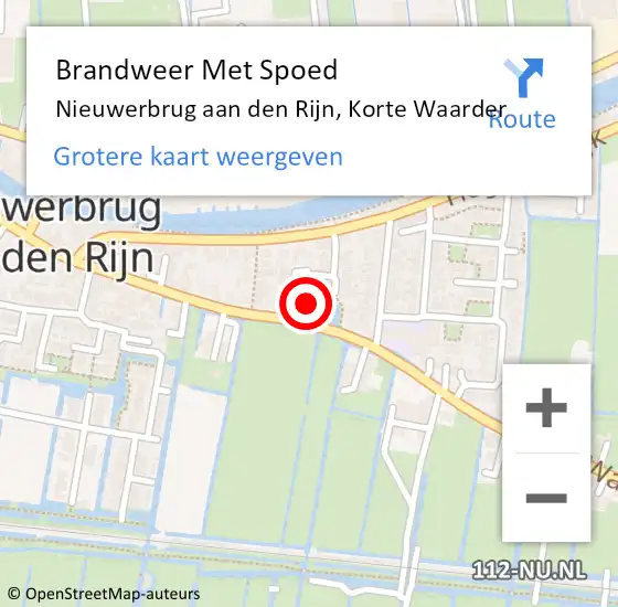 Locatie op kaart van de 112 melding: Brandweer Met Spoed Naar Nieuwerbrug aan den Rijn, Korte Waarder op 22 juni 2023 17:30