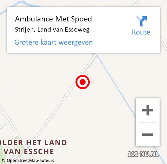 Locatie op kaart van de 112 melding: Ambulance Met Spoed Naar Strijen, Land van Esseweg op 22 juni 2023 17:51