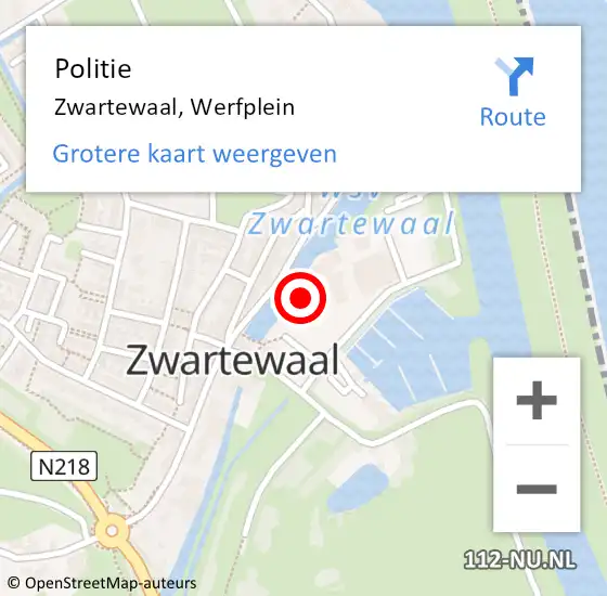 Locatie op kaart van de 112 melding: Politie Zwartewaal, Werfplein op 22 juni 2023 17:55
