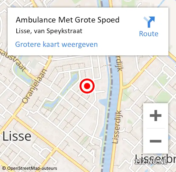 Locatie op kaart van de 112 melding: Ambulance Met Grote Spoed Naar Lisse, van Speykstraat op 22 juni 2023 17:55