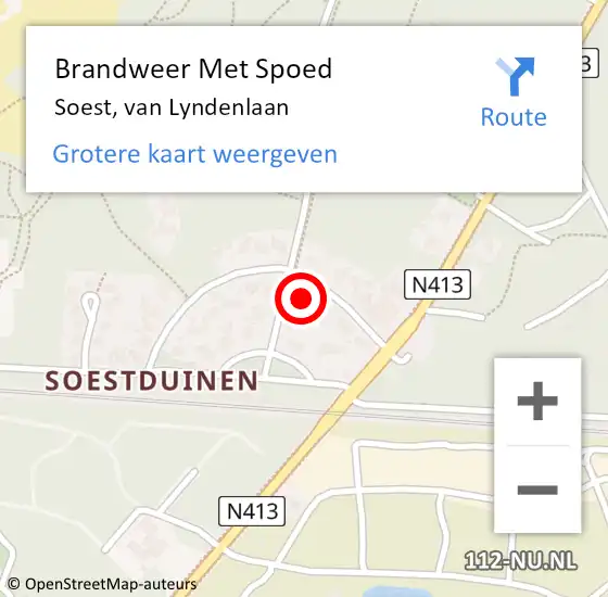 Locatie op kaart van de 112 melding: Brandweer Met Spoed Naar Soest, van Lyndenlaan op 22 juni 2023 17:58