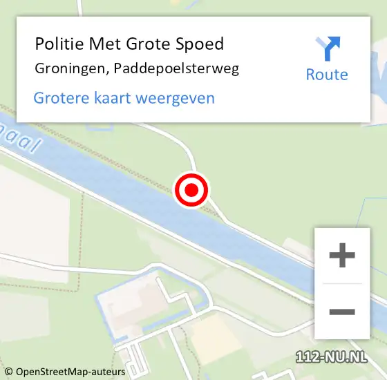 Locatie op kaart van de 112 melding: Politie Met Grote Spoed Naar Groningen, Paddepoelsterweg op 22 juni 2023 18:08