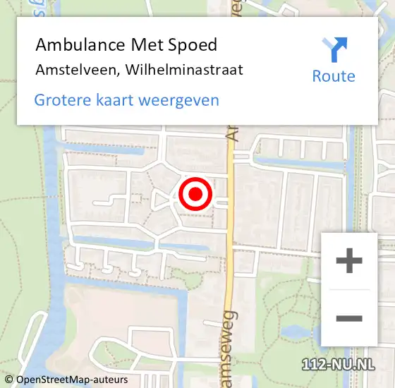 Locatie op kaart van de 112 melding: Ambulance Met Spoed Naar Amstelveen, Wilhelminastraat op 22 juni 2023 18:12