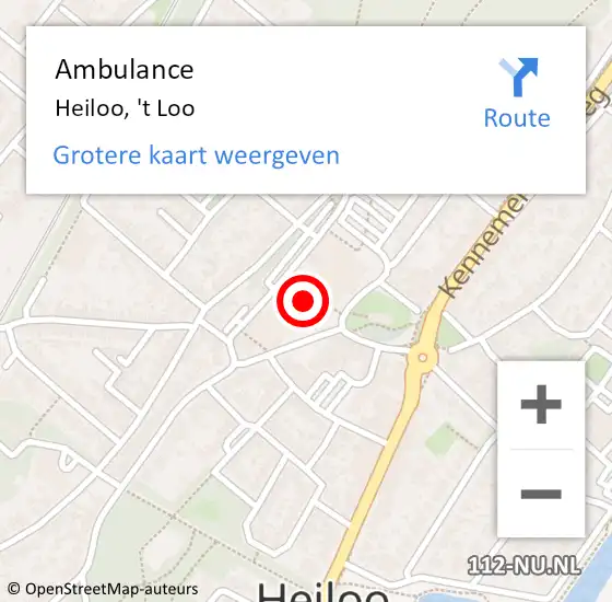 Locatie op kaart van de 112 melding: Ambulance Heiloo, 't Loo op 22 juni 2023 18:14