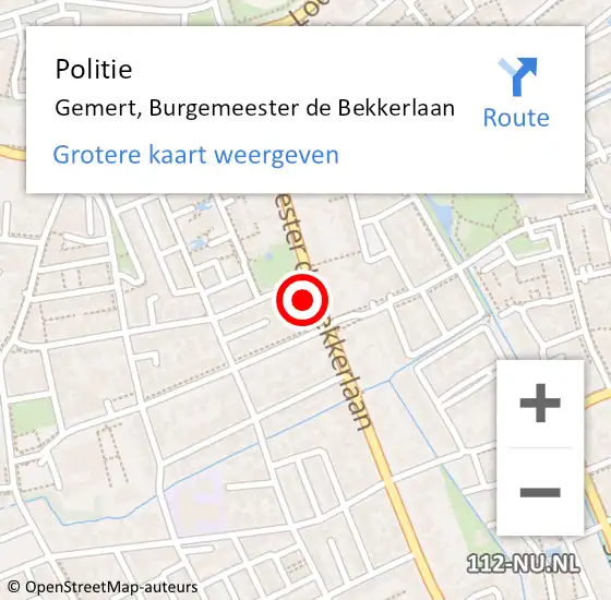 Locatie op kaart van de 112 melding: Politie Gemert, Burgemeester de Bekkerlaan op 22 juni 2023 18:16