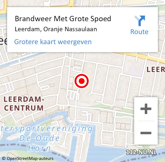 Locatie op kaart van de 112 melding: Brandweer Met Grote Spoed Naar Leerdam, Oranje Nassaulaan op 22 juni 2023 18:30