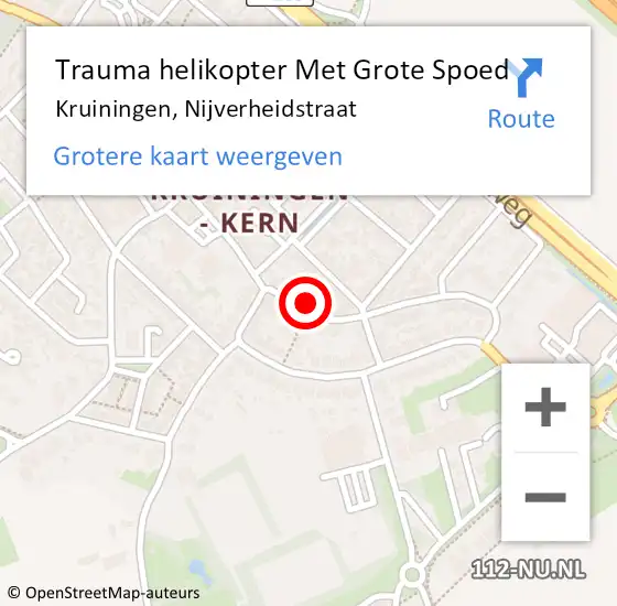 Locatie op kaart van de 112 melding: Trauma helikopter Met Grote Spoed Naar Kruiningen, Nijverheidstraat op 22 juni 2023 18:51