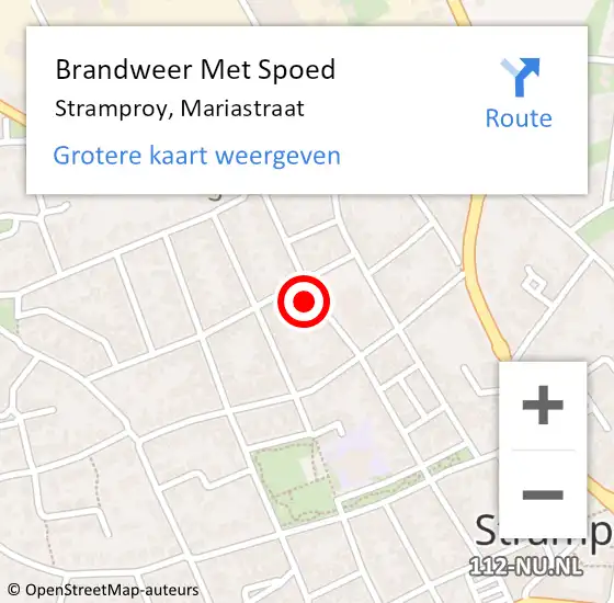 Locatie op kaart van de 112 melding: Brandweer Met Spoed Naar Stramproy, Mariastraat op 22 juni 2023 19:10