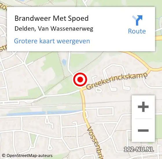 Locatie op kaart van de 112 melding: Brandweer Met Spoed Naar Delden, Van Wassenaerweg op 22 juni 2023 19:54