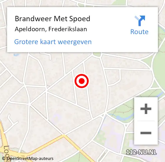 Locatie op kaart van de 112 melding: Brandweer Met Spoed Naar Apeldoorn, Frederikslaan op 22 juni 2023 19:55