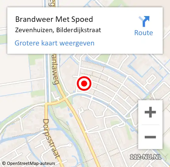 Locatie op kaart van de 112 melding: Brandweer Met Spoed Naar Zevenhuizen, Bilderdijkstraat op 22 juni 2023 19:57