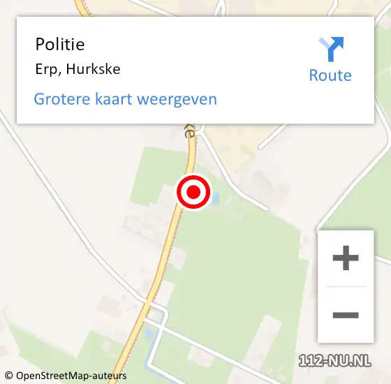 Locatie op kaart van de 112 melding: Politie Erp, Hurkske op 22 juni 2023 20:13