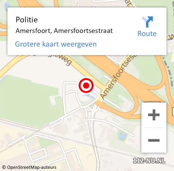 Locatie op kaart van de 112 melding: Politie Amersfoort, Amersfoortsestraat op 22 juni 2023 20:34