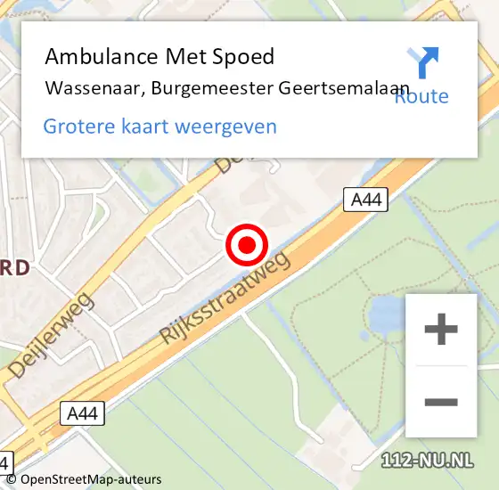 Locatie op kaart van de 112 melding: Ambulance Met Spoed Naar Wassenaar, Burgemeester Geertsemalaan op 22 juni 2023 20:43