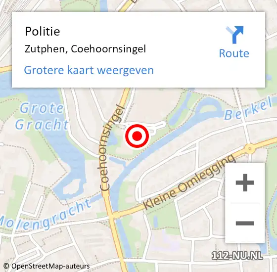 Locatie op kaart van de 112 melding: Politie Zutphen, Coehoornsingel op 22 juni 2023 20:58