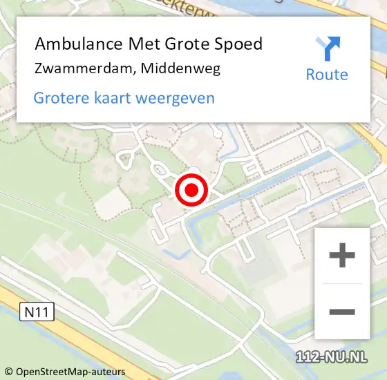 Locatie op kaart van de 112 melding: Ambulance Met Grote Spoed Naar Zwammerdam, Middenweg op 22 juni 2023 21:00