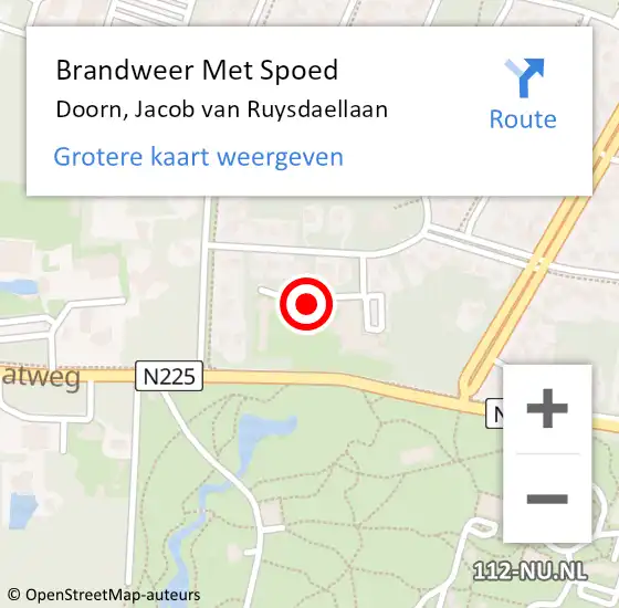 Locatie op kaart van de 112 melding: Brandweer Met Spoed Naar Doorn, Jacob van Ruysdaellaan op 22 juni 2023 21:11