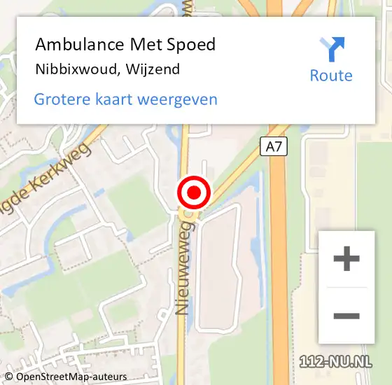 Locatie op kaart van de 112 melding: Ambulance Met Spoed Naar Nibbixwoud, Wijzend op 22 juni 2023 21:25