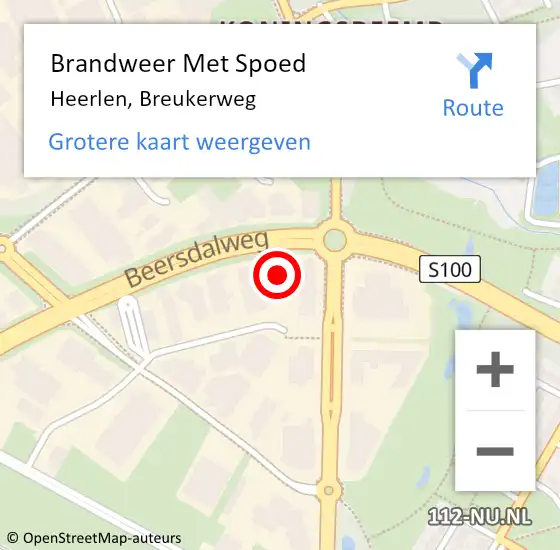 Locatie op kaart van de 112 melding: Brandweer Met Spoed Naar Heerlen, Breukerweg op 22 juni 2023 21:41