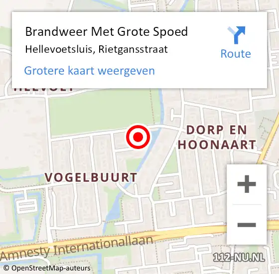 Locatie op kaart van de 112 melding: Brandweer Met Grote Spoed Naar Hellevoetsluis, Rietgansstraat op 22 juni 2023 22:12