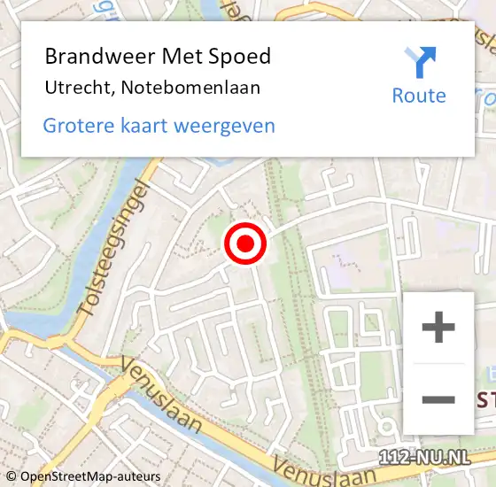 Locatie op kaart van de 112 melding: Brandweer Met Spoed Naar Utrecht, Notebomenlaan op 22 juni 2023 22:35