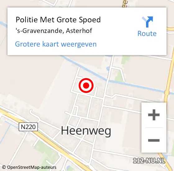 Locatie op kaart van de 112 melding: Politie Met Grote Spoed Naar 's-Gravenzande, Asterhof op 22 juni 2023 23:04