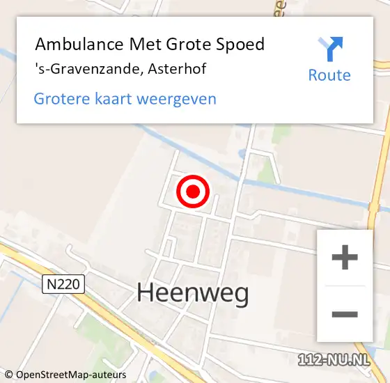 Locatie op kaart van de 112 melding: Ambulance Met Grote Spoed Naar 's-Gravenzande, Asterhof op 22 juni 2023 23:06