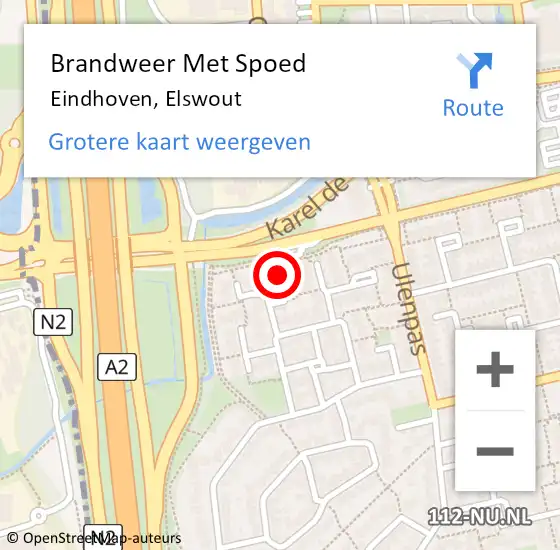 Locatie op kaart van de 112 melding: Brandweer Met Spoed Naar Eindhoven, Elswout op 22 juni 2023 23:16