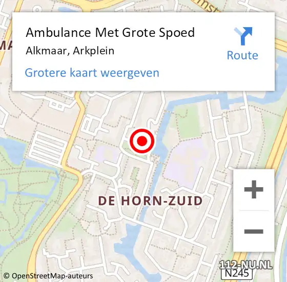 Locatie op kaart van de 112 melding: Ambulance Met Grote Spoed Naar Alkmaar, Arkplein op 22 juni 2023 23:21