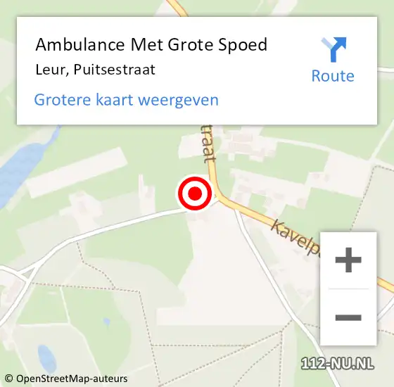 Locatie op kaart van de 112 melding: Ambulance Met Grote Spoed Naar Leur, Puitsestraat op 13 oktober 2013 06:30