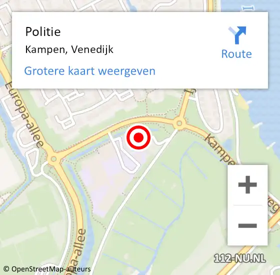 Locatie op kaart van de 112 melding: Politie Kampen, Venedijk op 23 juni 2023 00:17