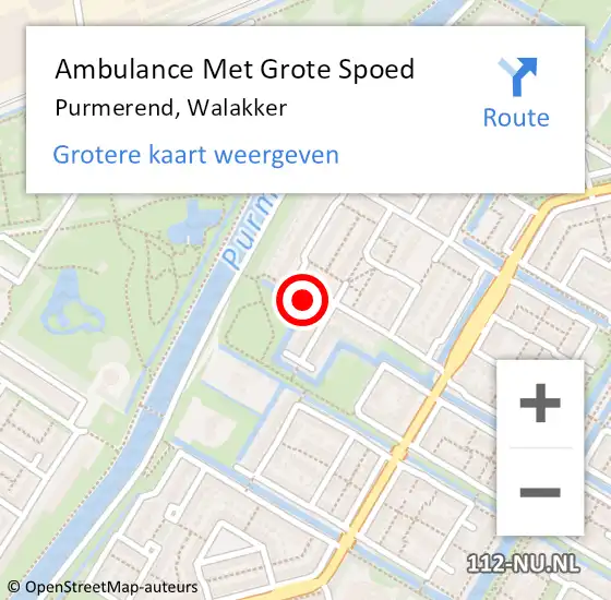 Locatie op kaart van de 112 melding: Ambulance Met Grote Spoed Naar Purmerend, Walakker op 23 juni 2023 00:37