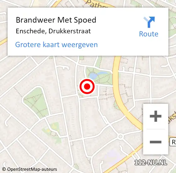 Locatie op kaart van de 112 melding: Brandweer Met Spoed Naar Enschede, Drukkerstraat op 23 juni 2023 01:02