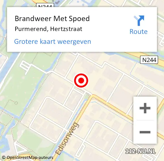 Locatie op kaart van de 112 melding: Brandweer Met Spoed Naar Purmerend, Hertzstraat op 23 juni 2023 01:07