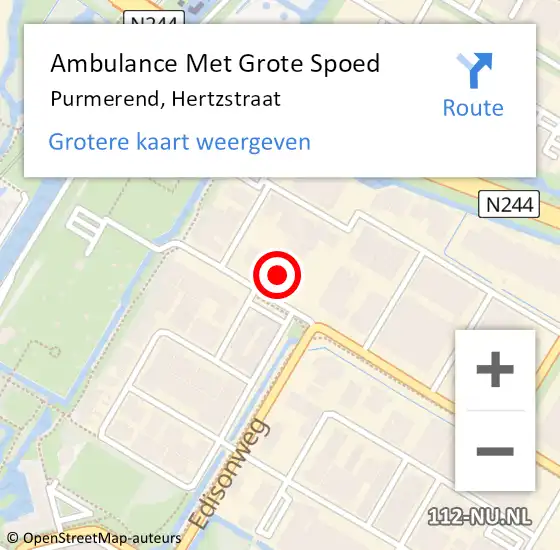 Locatie op kaart van de 112 melding: Ambulance Met Grote Spoed Naar Purmerend, Hertzstraat op 23 juni 2023 01:13
