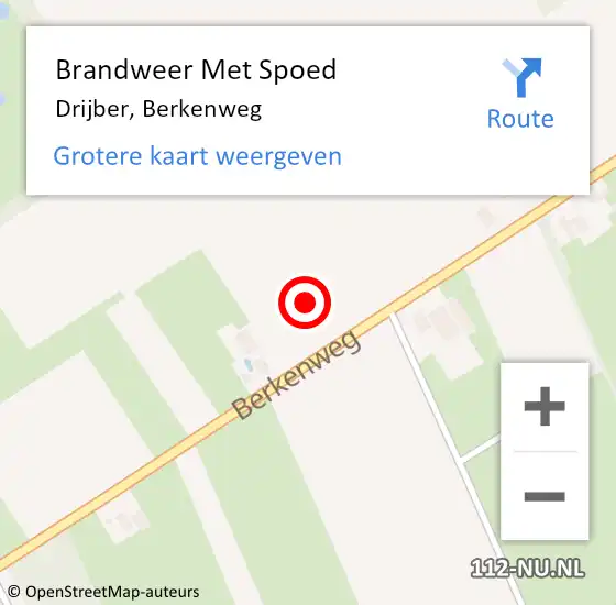 Locatie op kaart van de 112 melding: Brandweer Met Spoed Naar Drijber, Berkenweg op 23 juni 2023 02:41