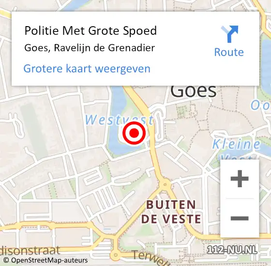 Locatie op kaart van de 112 melding: Politie Met Grote Spoed Naar Goes, Ravelijn de Grenadier op 23 juni 2023 03:24